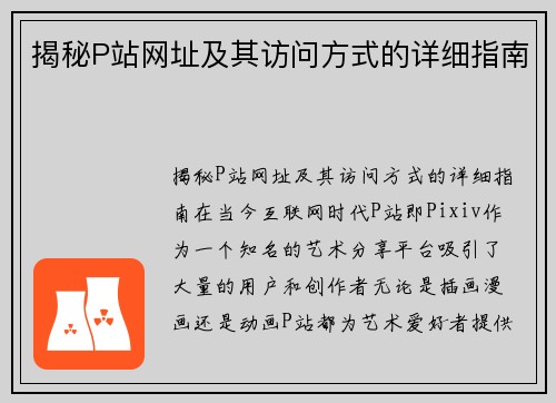 揭秘P站网址及其访问方式的详细指南